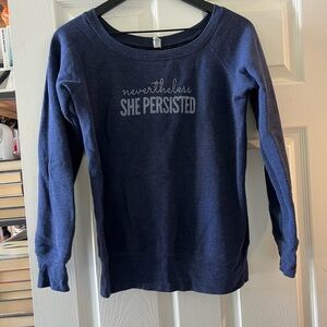 Nevertheless She Persisted Navy Blue Crew Neck Sweater